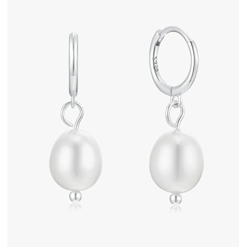 Single Pearl Sterling Huggies